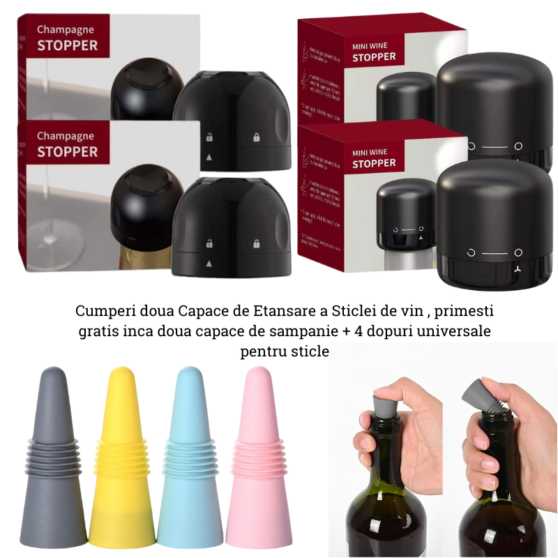 Capac de Etansare a Sticlei de Vin, Rotativ, On-Off, Silicon, Reutilizabil