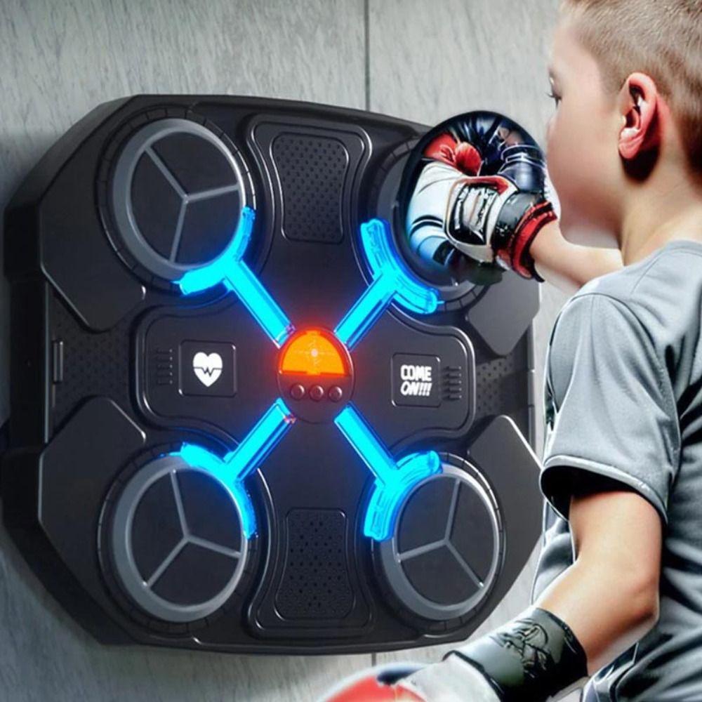 Aparat de box cu muzica, montare pe perete, lumini interactive, pentru antrenament si distractie in familie