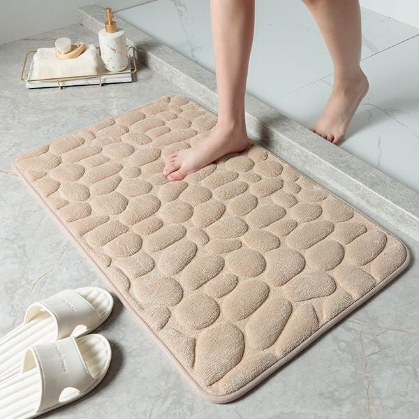Covoras pentru Baie Antiderapant, Uscare Rapida, Model 3D Piatra, 40x60 cm