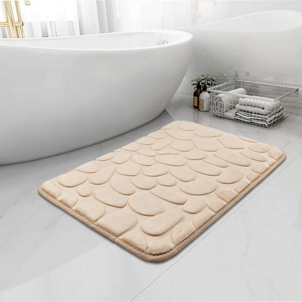 Covoras pentru Baie Antiderapant, Uscare Rapida, Model 3D Piatra, 40x60 cm