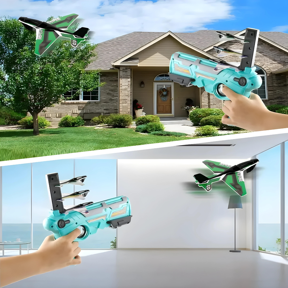 Pistol Lansator de Avioane - Avion din Spumă cu Catapultă pentru Copii