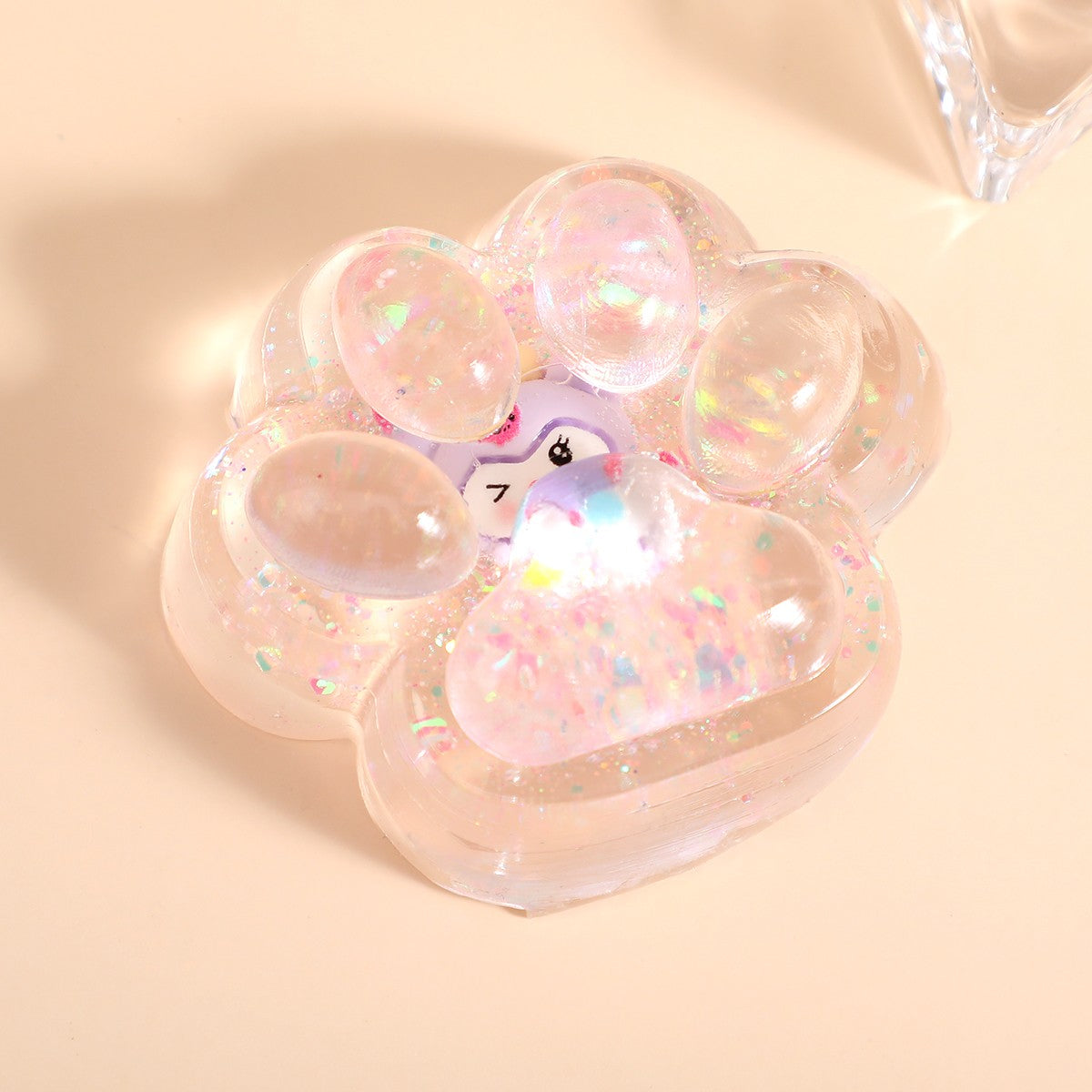 Jucarie Antistres Squishy, selexmo, cu Revenire Lenta, Squeeze Pinch Family, Model Cat Paw, 6.5 x 7 cm, din Tpr, 4-6 Ani, Model 1 Figurina, Transparent