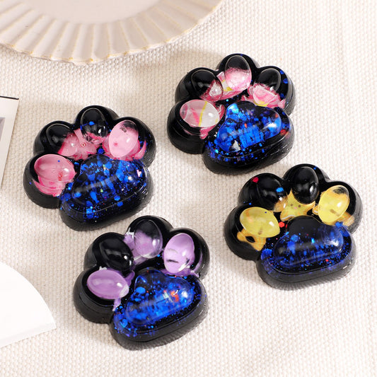 Jucarie Antistres Squishy, selexmo, cu Revenire Lenta, Squeeze Pinch Family, Model Cat Paw, 6.5 x 6 cm, din Tpr, 4-6 Ani, Model 5 Meduze, Negru cu Insertii