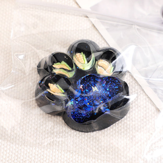 Jucarie Antistres Squishy, selexmo, cu Revenire Lenta, Squeeze Pinch Family, Model Cat Paw, 6.5 x 6 cm, din Tpr, 4-6 Ani, Model 4 Legume, Negru cu Insertii