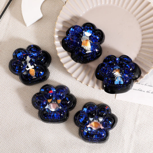 Jucarie Antistres Squishy, selexmo, cu Revenire Lenta, Squeeze Pinch Family, Model Cat Paw, 6.5 x 6 cm, din Tpr, 4-6 Ani, Model 3 Vietati Marine, Negru cu Insertii