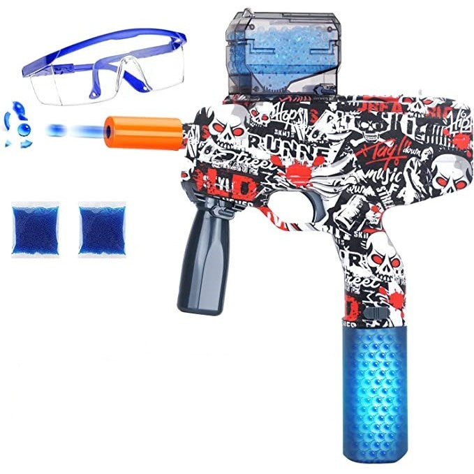Mitraliera de jucarie electrica cu bile de hidrogen de gel, gun bluster, tragere in rafala, varsta peste 6 ani, ochelari de protectie, 5000 de bile incluse, cablu de incarcare, 40.1 x 31.6 cm, Mp9