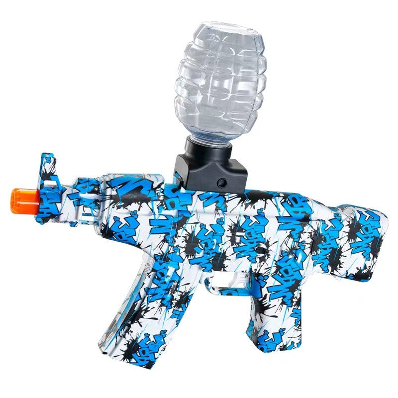 Mitraliera de jucarie electrica cu bile de hidrogen de gel, gun bluster, tragere in rafala, varsta peste 6 ani, ochelari de protectie, 5000 de bile incluse, cablu de incarcare, 28x31 cm, AK47, verde