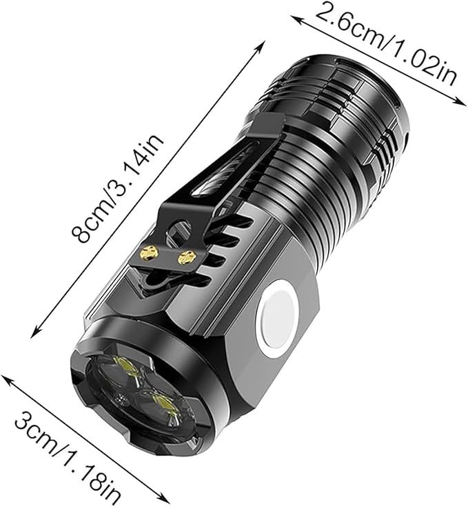 Lanternă cu trei ochi, super strălucitoare, mini lanternă, Clema magnetică puternică, ABS, cu clemă pentru stilou