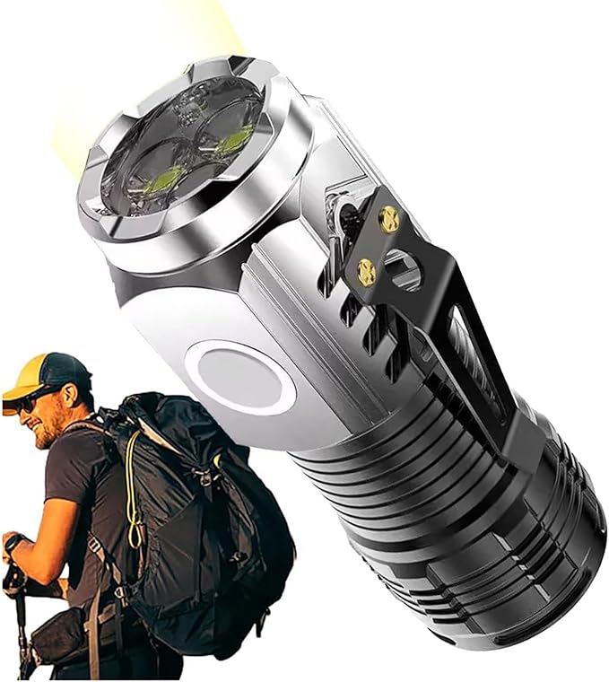 Lanternă cu trei ochi, super strălucitoare, mini lanternă, Clema magnetică puternică, ABS, cu clemă pentru stilou