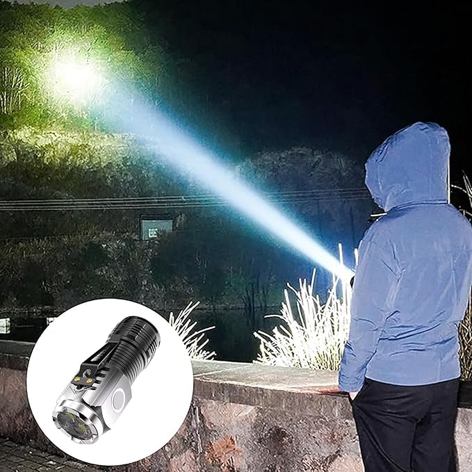 Lanternă cu trei ochi, super strălucitoare, mini lanternă, Clema magnetică puternică, ABS, cu clemă pentru stilou