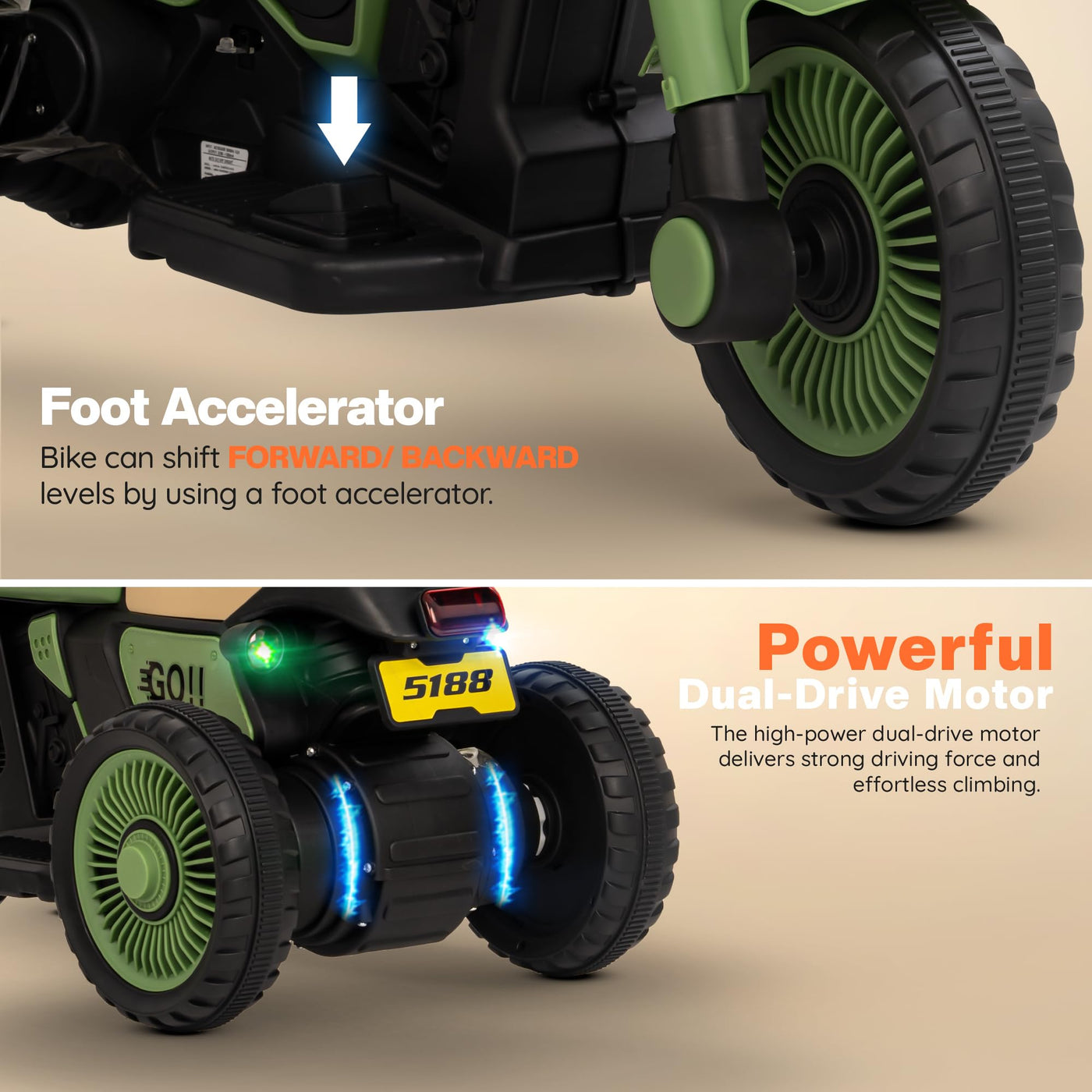 Motocicletă Reîncărcabilă Baybee Cruzer pentru Copii cu Accelerație și Funcții Multimedia 1-5 ani