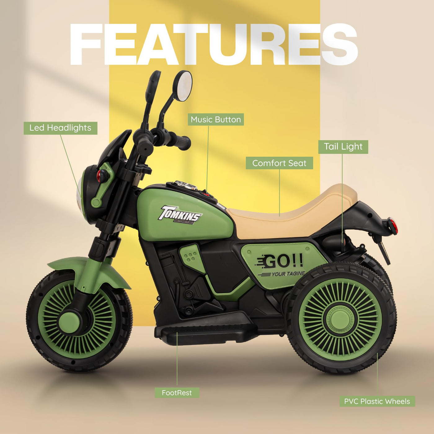 Motocicletă Reîncărcabilă Baybee Cruzer pentru Copii cu Accelerație și Funcții Multimedia 1-5 ani