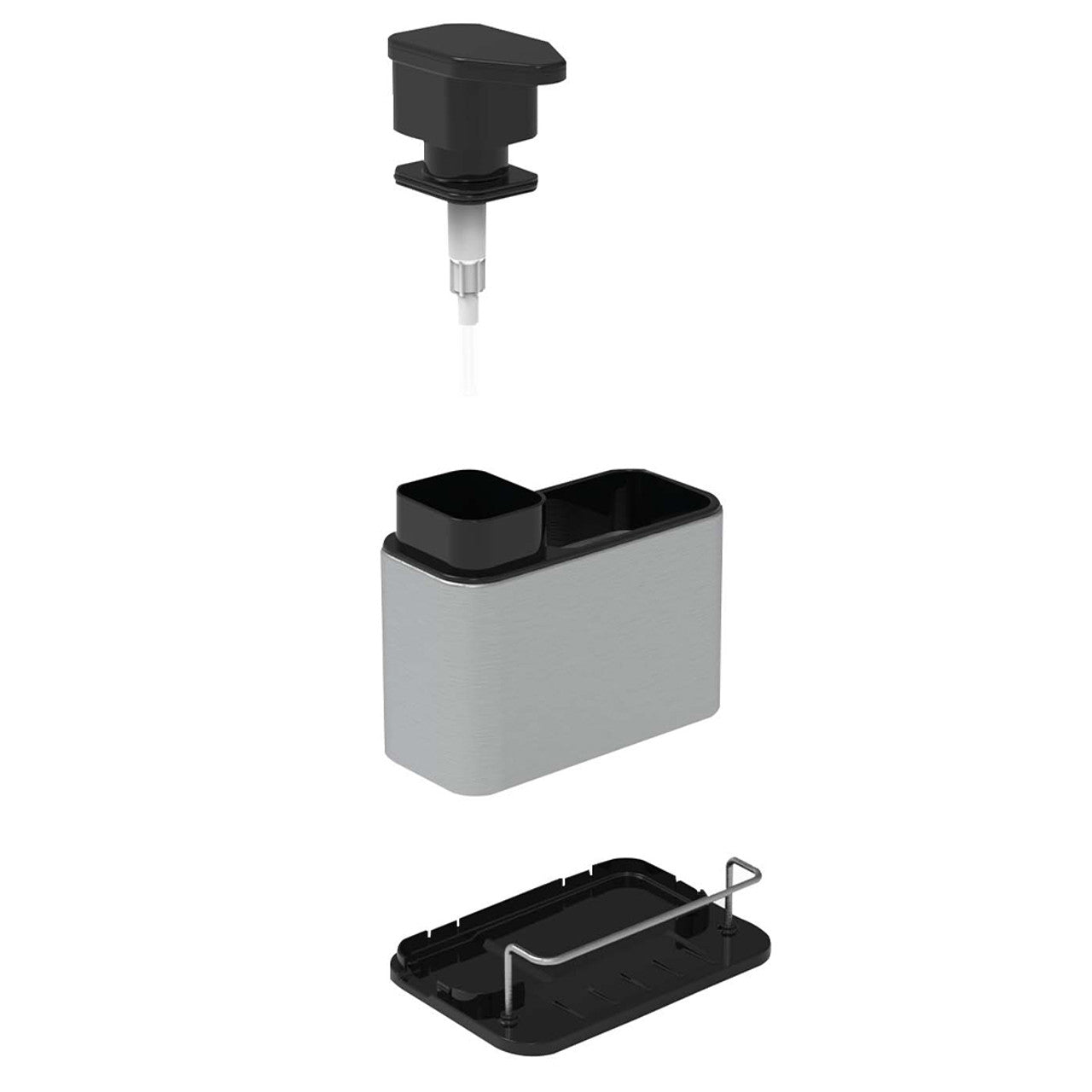 Organizator Chiuveta din Otel Inoxidabil, cu Dispenser de Sapun Lichid 300ml si Suport Burete – Practic, Elegant si Durabil