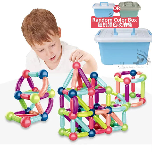 Set construcție magnetică 100 piese – joc educativ Montessori
