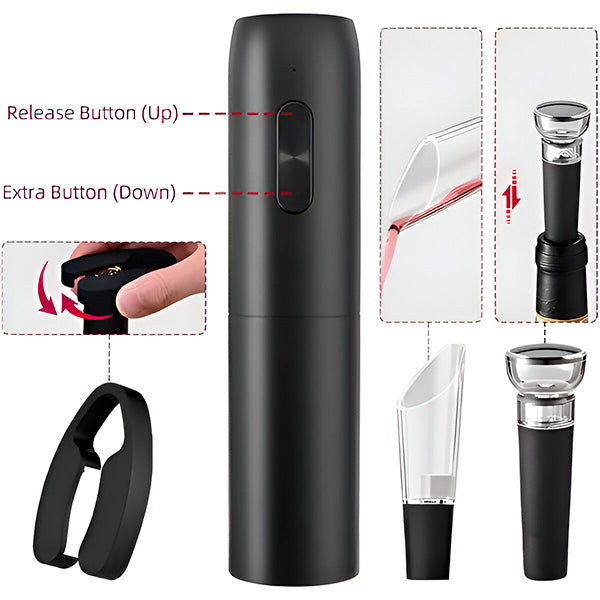 Set cu deschizător automat pentru sticlele de vin