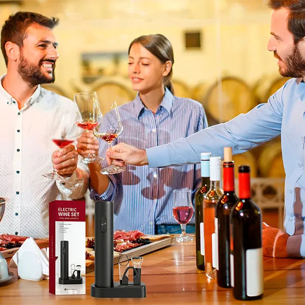 Set cu deschizător automat pentru sticlele de vin