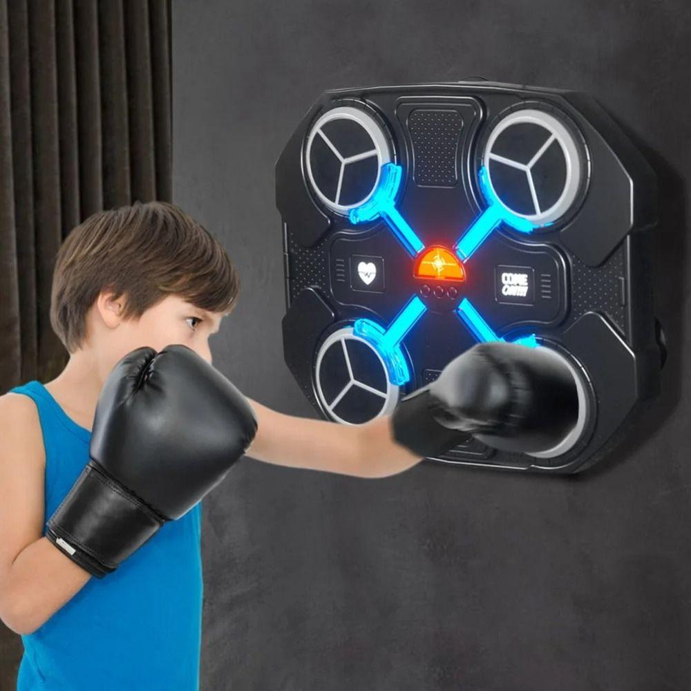 Aparat de box cu muzica, montare pe perete, lumini interactive, pentru antrenament si distractie in familie