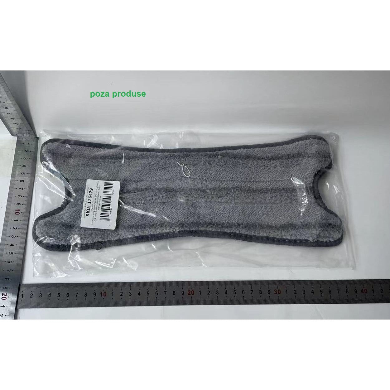 Rezerva Mop Plat, selexmo, din Fibre Superfine, Lavabila, 15 x 38 cm, Argintiu