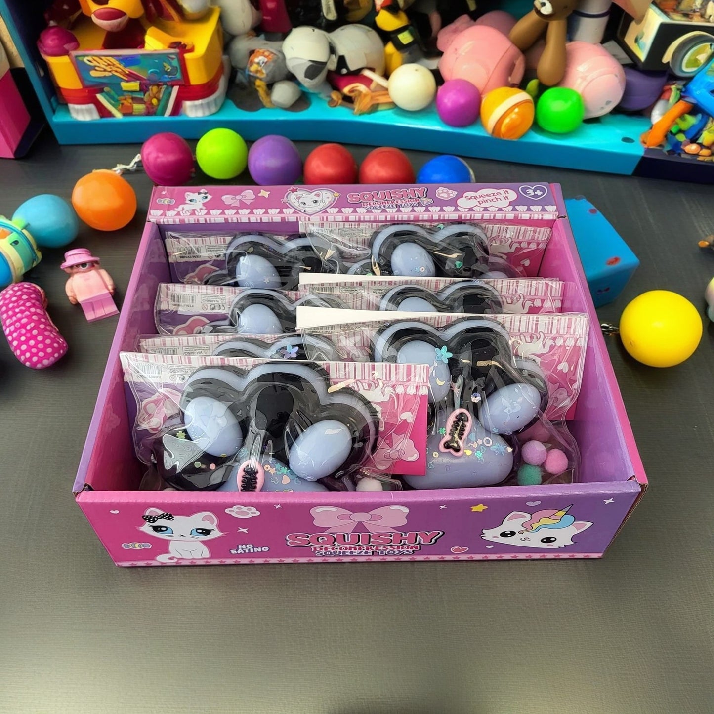 Ambalaj pentru Jucarii Antistres Squishy, selexmo, cu Revenire Lenta, Pinch Family, Multicolor