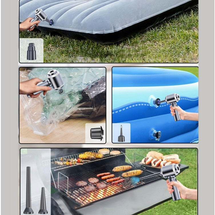 Aspirator Portabil Auto, pentru Casa si Masina, 3 Viteze, Incarcator Tip-C cu Incarcare Rapida, Tub Prelungitor, 2000mAh, 7 Capete de Aspirare si Suflare, 21x20x6.5 cm, Negr
