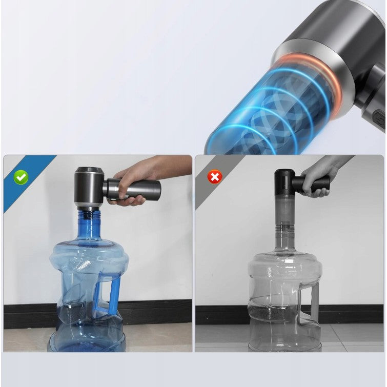 Aspirator Portabil Auto, pentru Casa si Masina, 3 Viteze, Incarcator Tip-C cu Incarcare Rapida, Tub Prelungitor, 2000mAh, 7 Capete de Aspirare si Suflare, 21x20x6.5 cm, Negr
