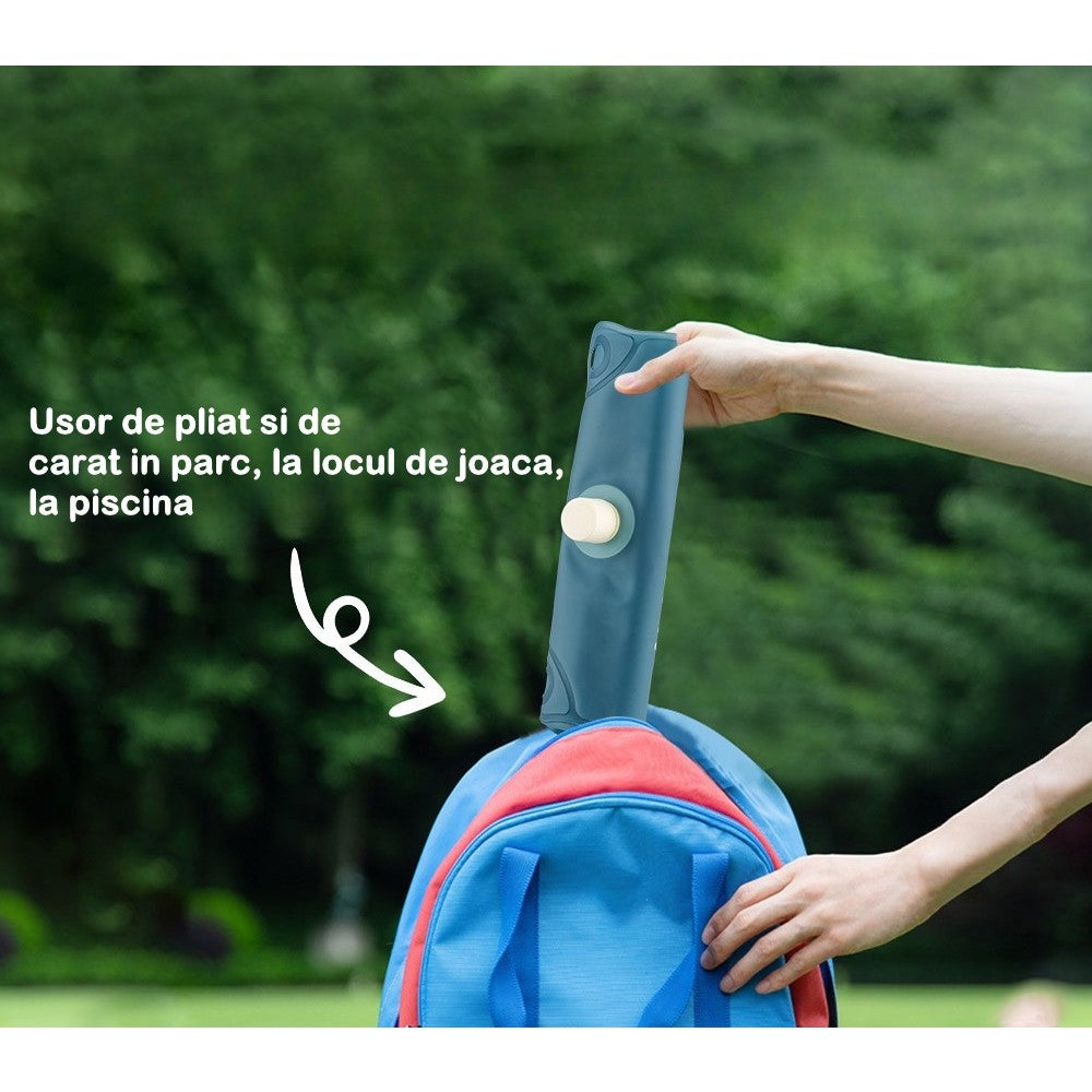 Pistol cu apa pentru copii Selexmo, rezervor tip ghiozdan, 1500 ml, reglabil, material ABS/silicon, distanta improscare 8 metri, tragaci cu presiune, 12.5 x 28 cm, albastru