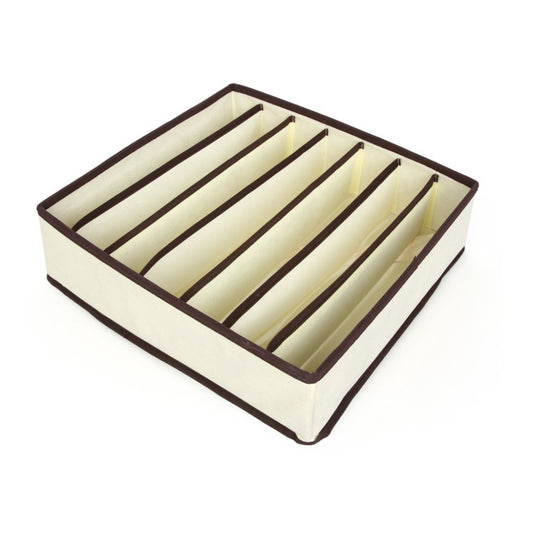 Cutie De Depozitare, selexmo, Pentru Lenjerie, Sosete Si Sutiene, Material Textil, 7 Compartimente, 32 x 32 x 10 cm, Culoare Bej