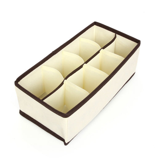 Cutie De Depozitare, selexmo, Pentru Lenjerie, Sosete Si Sutiene, Material Textil, 8 Compartimente, 32 x 16 x 10 cm, Culoare Bej