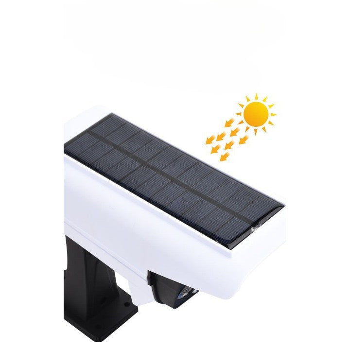 Camera falsa cu panou, Senzor de miscare si lumina,, 77 LED, IP65, rezistent la apa, telecomanda inclusa, 3 moduri de iluminare