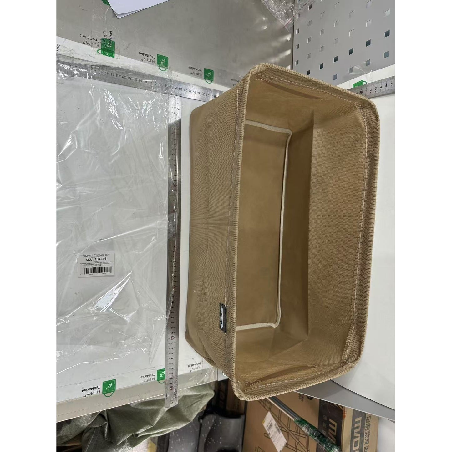 Cutie Depozitare selexmo, pentru Haine, lucruri, din Textil cu Cadru Metalic, Manere Laterale, forma Dreptunghiulara, 48 x 28 x 25 cm, volum 34 L Kaki