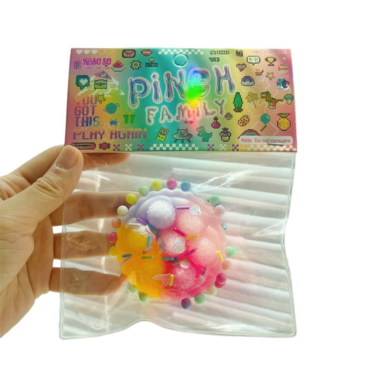 Jucarie Antistres Squishy, selexmo, cu Revenire Lenta, Squeeze Pinch Family, Model Prajiturica, 6x6 cm, 60g, Ambalaj Transparent, Multicolor