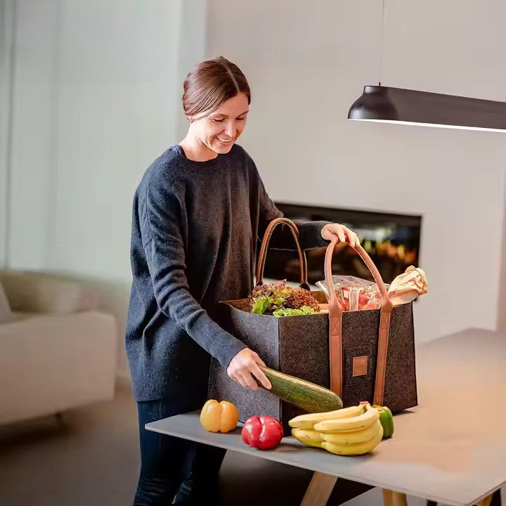 Cos Multifunctional pentru Rufe, Cos Depozitare, selexmo, Gri Inchis, 50x34x32, Geanta Durabila pentru Lemne si Accesorii