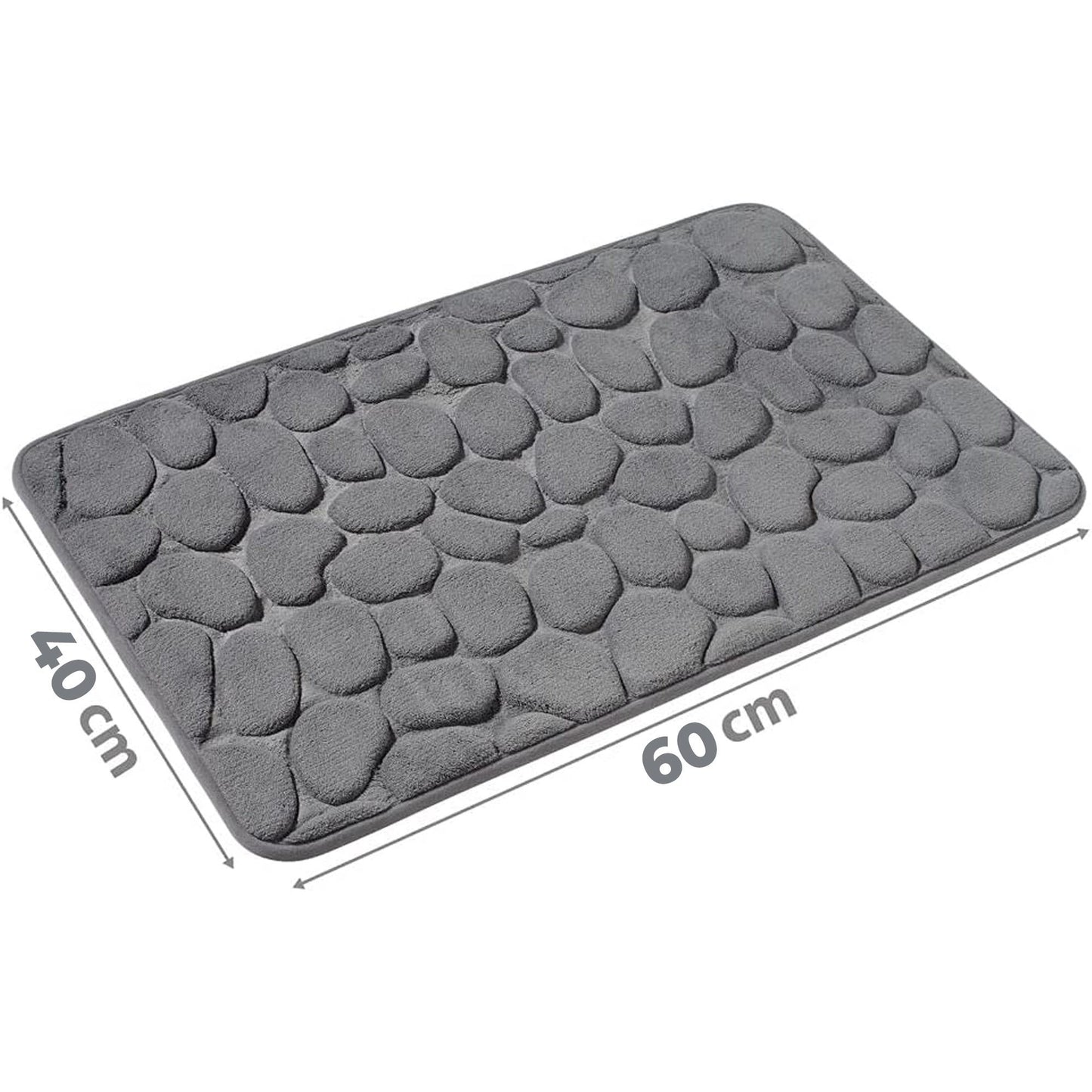 Covoras pentru Baie Antiderapant, Uscare Rapida, Model 3D Piatra, 40x60 cm