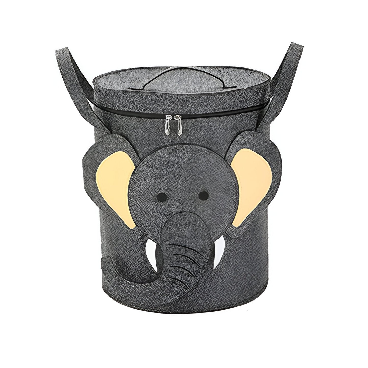 Cutie de Depozitare 2In1, selexmo, Impermeabila, Covor pentru Jucarii si Lego 150cm, Capacitate Mare, cu Manere, cu Sfori, Inaltime 40cm, Model Elefan, Gri