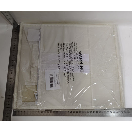 Cutie Depozitare Lenjerii de Pat, selexmo, Pliabila, Capacitate 18l, 38x33x12 cm, din Panza Oxford cu PP Incorporat, Fereastra Vizibila, Alb Ivoir