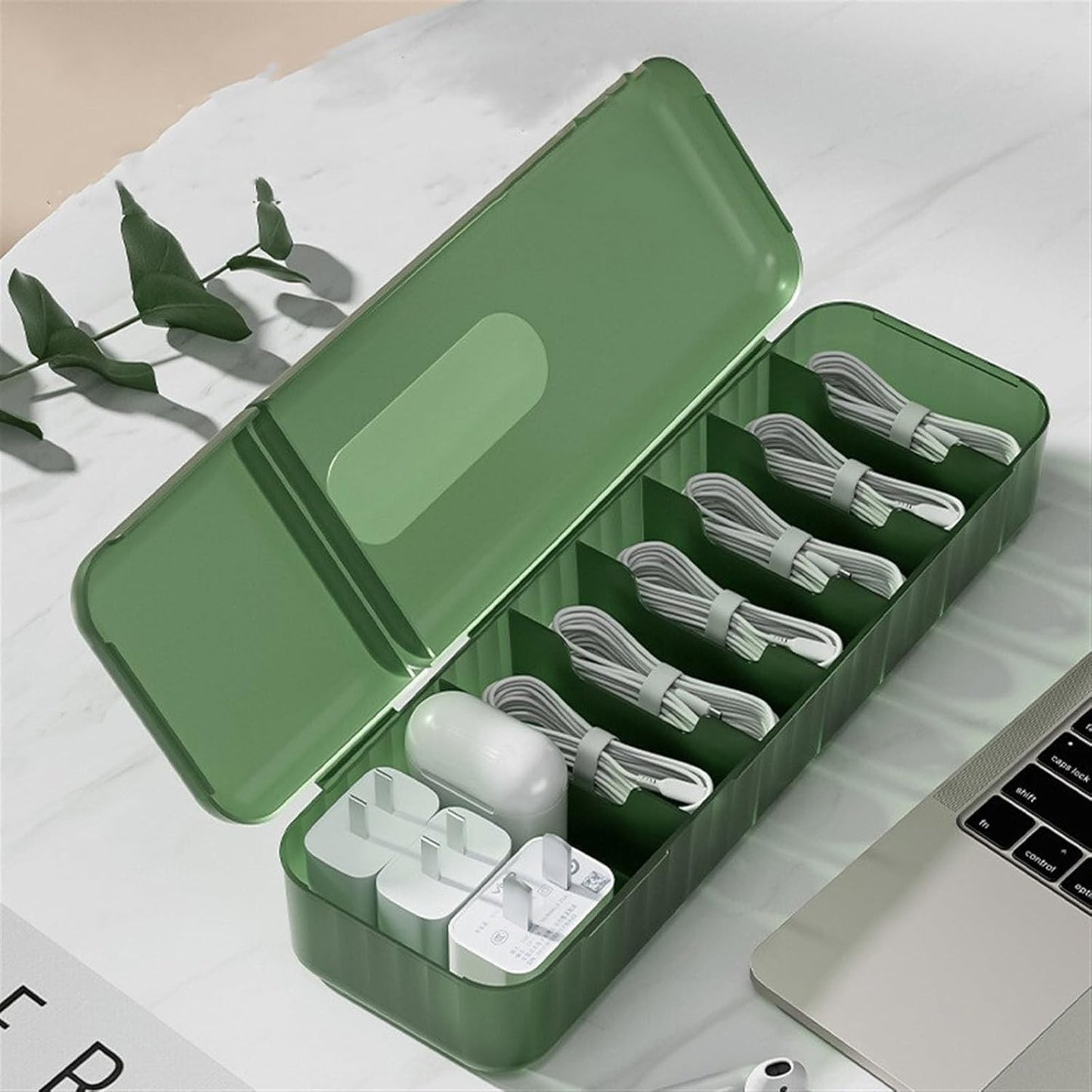 Cutie Organizatoare pentru Cabluri, selexmo, din Plastic, 28 x 9 x 6 cm, Verde