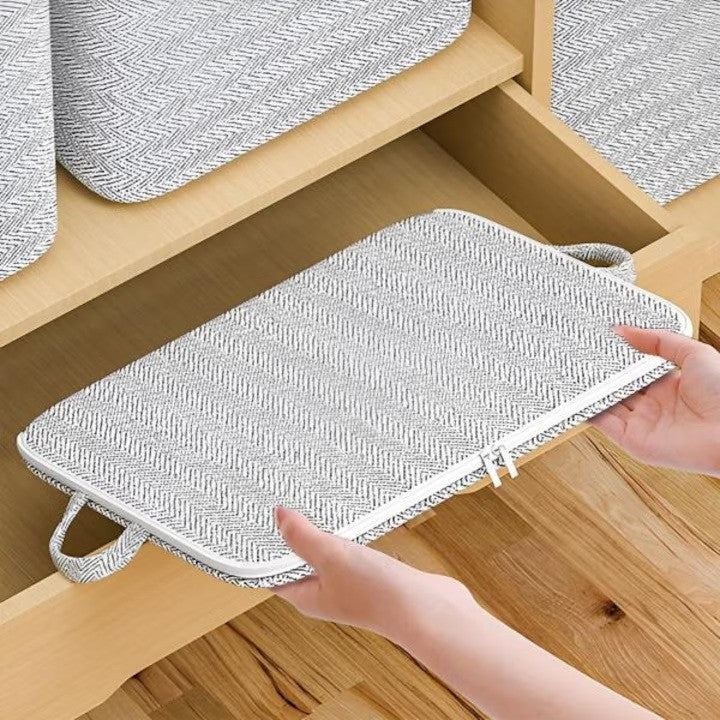 Cutie de Depozitare cu Fermoar, selexmo, Pliabila, Maner Ranforsat, Fermoar Rezistent, pentru Haine, Paturi, Plapumi, Perne, Lenjerii de Pat, Jucarii, 61x50x71 cm, 210 Litri, Gri