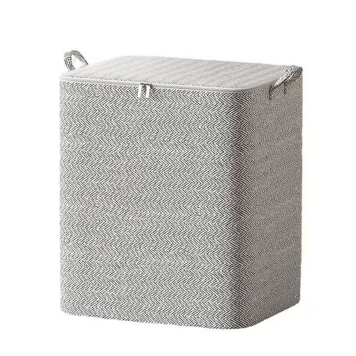 Cutie de Depozitare cu Fermoar, selexmo, Pliabila, Maner Ranforsat, Fermoar Rezistent, pentru Haine, Paturi, Plapumi, Perne, Lenjerii de Pat, Jucarii, 61x50x71 cm, 210 Litri, Gri