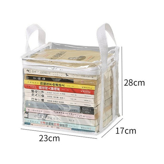 Cutie de Depozitare, selexmo, din PVC+Textil, Rezistenta la Apa, Geanta pentru Carti, 23x17x28 cm, Transparent-Alb