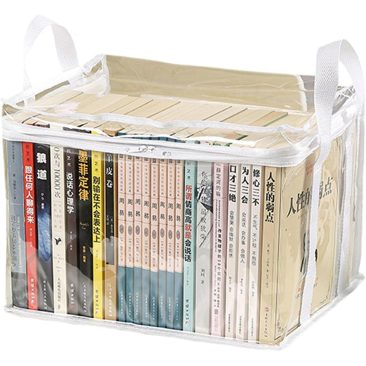 Cutie de Depozitare, selexmo, din PVC + Textil, Rezistenta la Apa, Geanta pentru Carti, 32x24x25 cm, Transparent-Alb