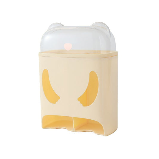 Cutie de Depozitare, selexmo, Montare Perete, Adeziv, Fara Perfoare, din ABS, Model Urs, 18 x 11 x 25 cm, Crem