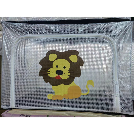 Cutie de Depozitare, selexmo, pentru Camera Copiilor, 100L, din PVC, Model Leu, 60 x 42 x 40 cm, Transparent