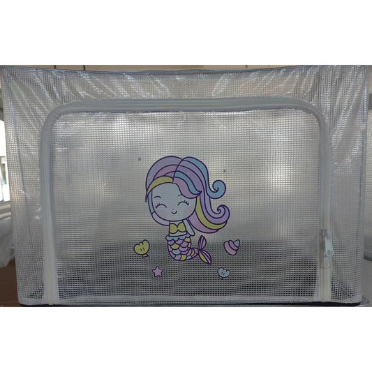 Cutie de Depozitare, selexmo, pentru Camera Copiilor, 100L, din PVC, Model Sirena, 60 x 42 x 40 cm, Transparent