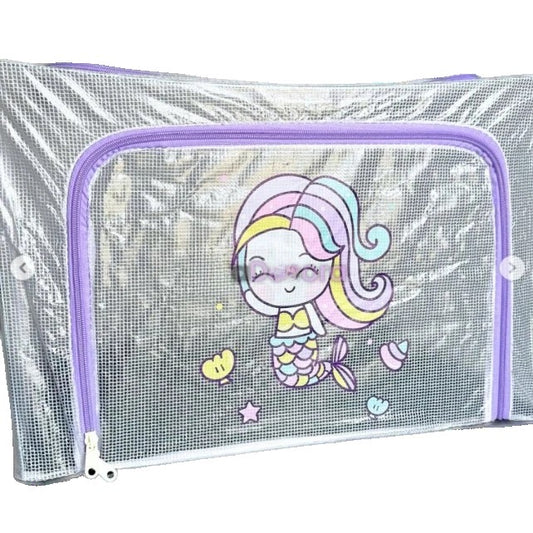 Cutie de Depozitare, selexmo, pentru Camera Copiilor, 66L, din PVC, Model Sirena, 50 x 40 x 33 cm, Transparent