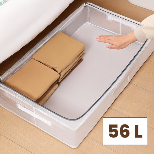 Cutie de Depozitare, selexmo, pentru Haine, Incaltaminte, din Plasa PVC Impermeabila si Manere Laterale, Pliabila, Fermoar Bidirectional, 80 x 47 x 15 cm Transparenta