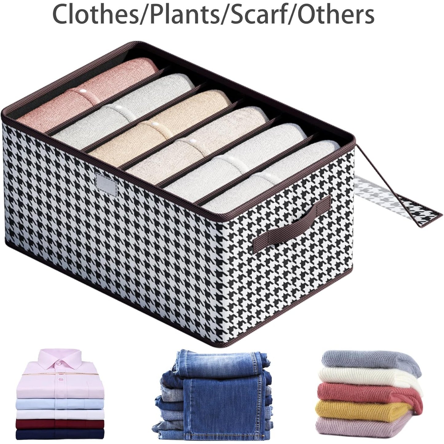 Cutie De Depozitare, selexmo, Pentru Haine, Lenjerie, Sosete Si Sutiene, Material Textil, 6 Compartimente, 44x30x20 cm, Culoare Alb-Negru