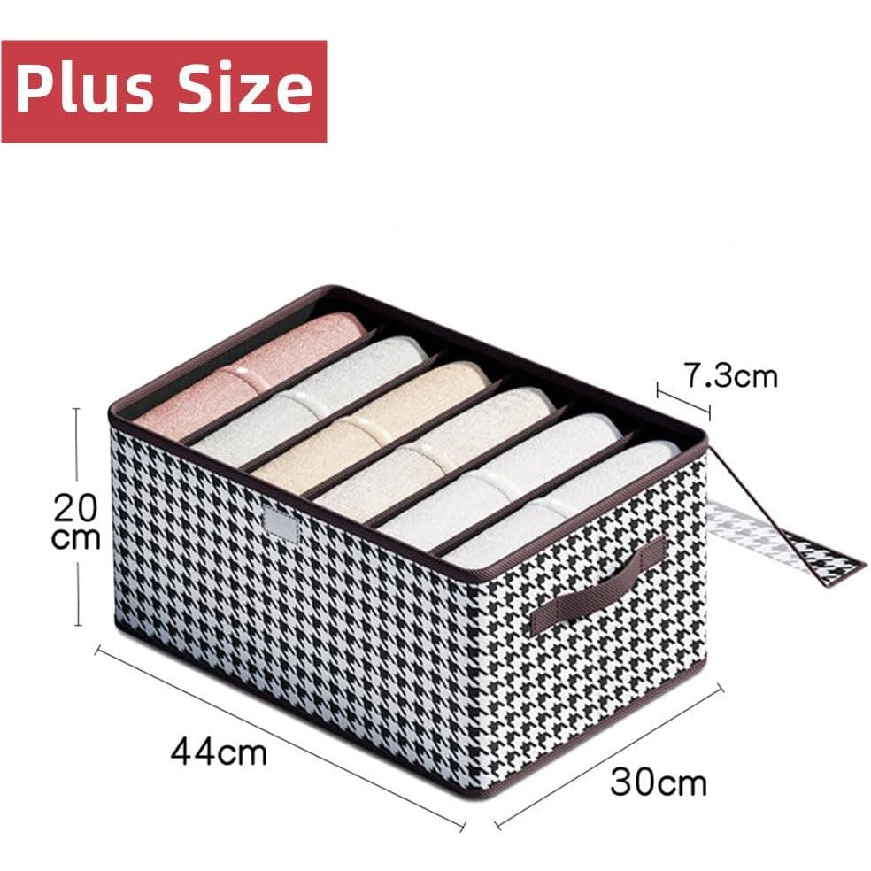 Cutie De Depozitare, selexmo, Pentru Haine, Lenjerie, Sosete Si Sutiene, Material Textil, 6 Compartimente, 44x30x20 cm, Culoare Alb-Negru