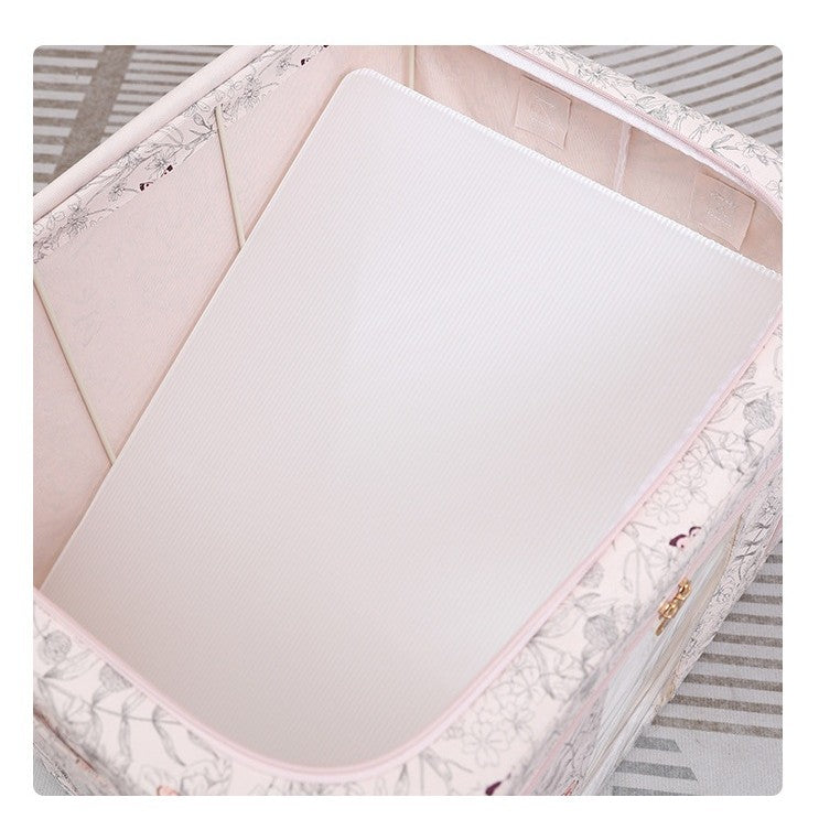 Cutie Depozitare, selexmo, 66L, din Material Textil, 50 x 40 x 33 cm, pentru Haine si Lenjerii, Model Fluturasi, Bej