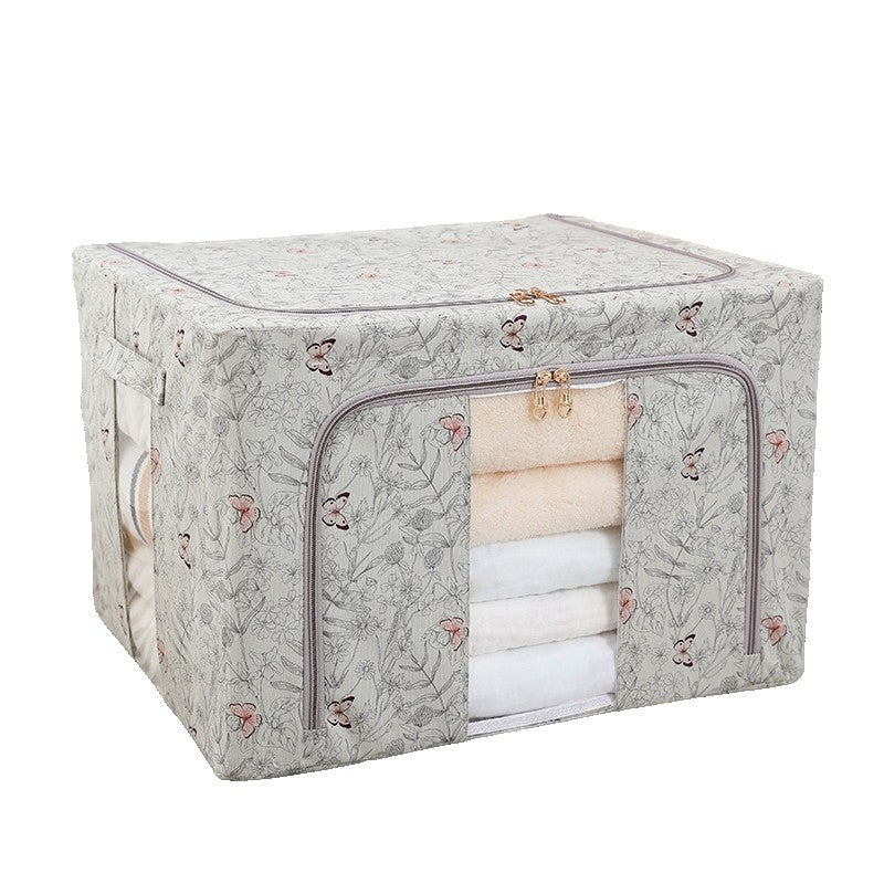 Cutie Depozitare, selexmo, 66L, din Material Textil, 50 x 40 x 33 cm, pentru Haine si Lenjerii, Model Fluturasi, Gri