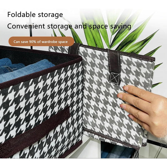 Cutie De Depozitare, selexmo, Pentru Haine, Lenjerie, Sosete Si Sutiene, Material Textil, 7 Compartimente, 44x30x20 cm, Culoare Alb-Negru